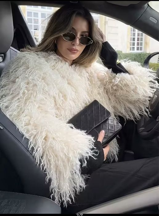 Kontantto kurtka futerko lama ciepla puszysta xs-xl