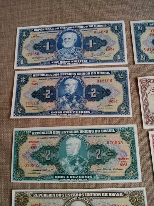 BRASIL 9 Notas NÃO Circuladas da REP Est UNIDOS 2 c/ RECARGA ver fotos