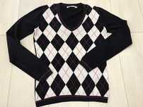 Tommy Hilfiger r. S sweter damski w serek romby Bawełna Oryginalny