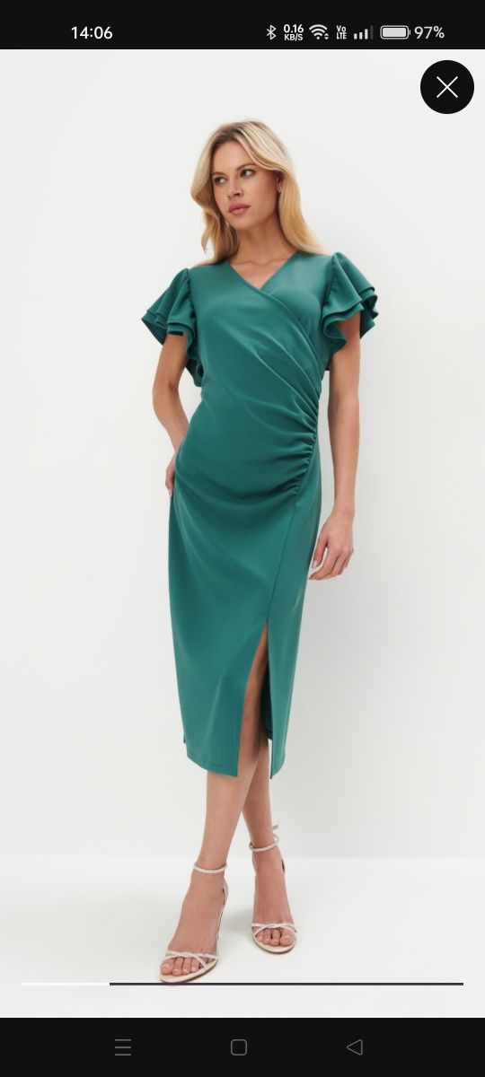 Piękna nowa morska elegancka sukienka midi od Mohito
