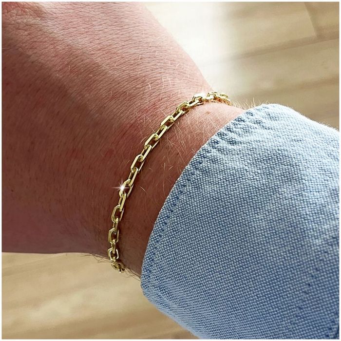 Bransoletka Złota Damska 925/585 Srebro Ankier 20cm/3,5mm Gruba + Graw