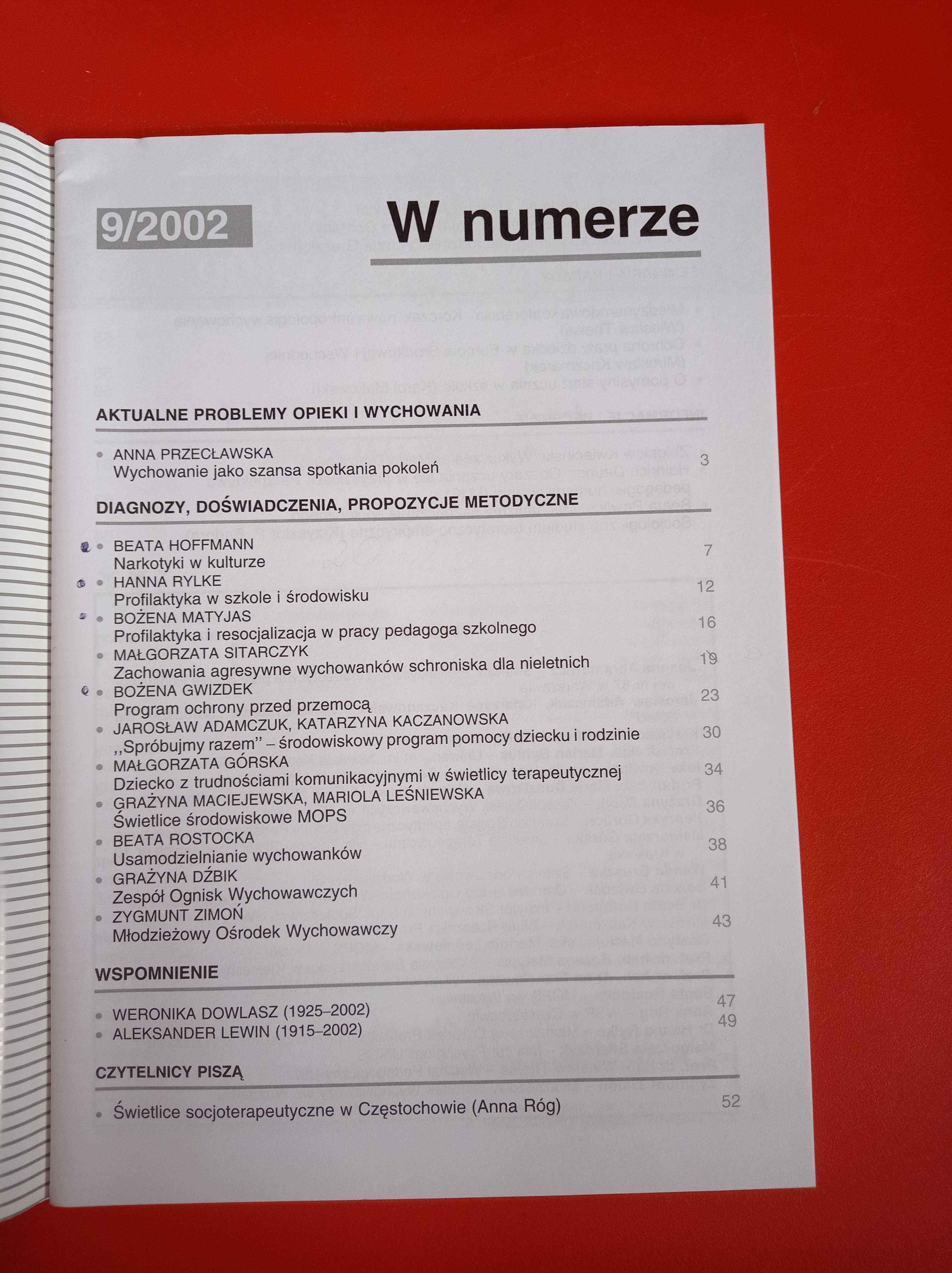 Problemy opiekuńczo-wychowawcze, nr 9/2002, listopad 2002