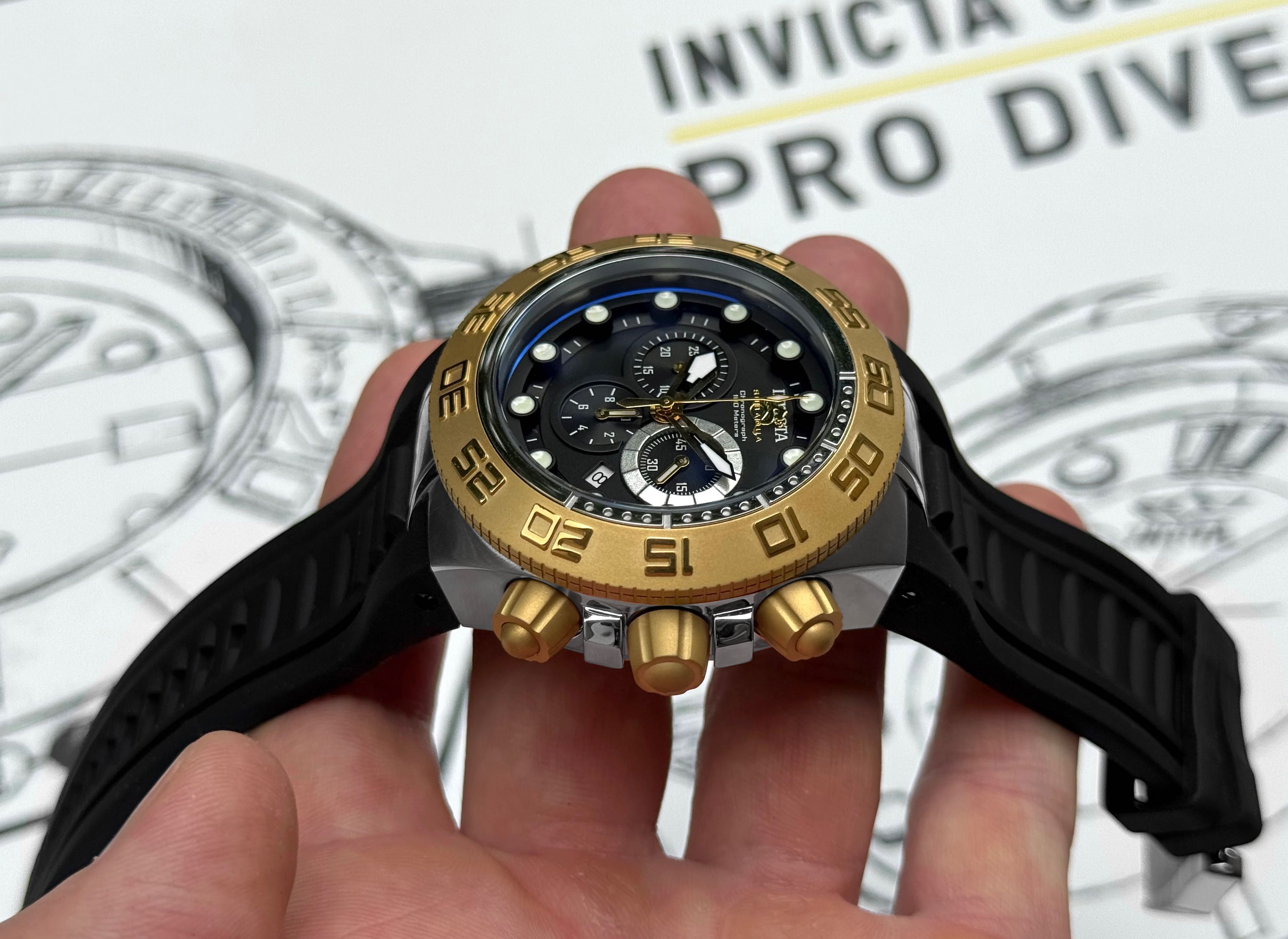 Годинник Invicta 1531 Subaqua Noma IV 45 mm. Yelow Gold SWISS 100 MT.