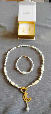 Zestaw biżuterii z kamieni naturalnych - naszyjnik i bransoletka