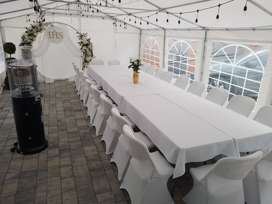 Wynajem namiotu, krzeseł, stołów, parasolii grzewczych