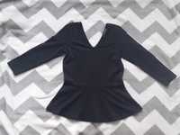 Czarna elastyczna bluzeczka z baskinką - Reserved S