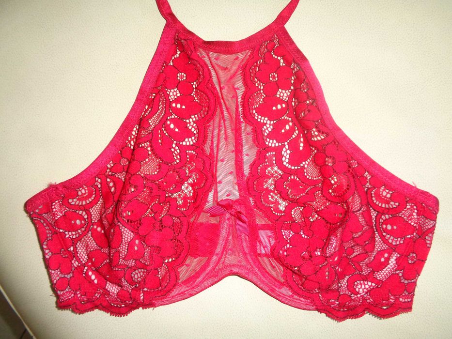 HUNKEMOLLER czerwony biustonosz koronkowy top bluzka jak nowy 75D