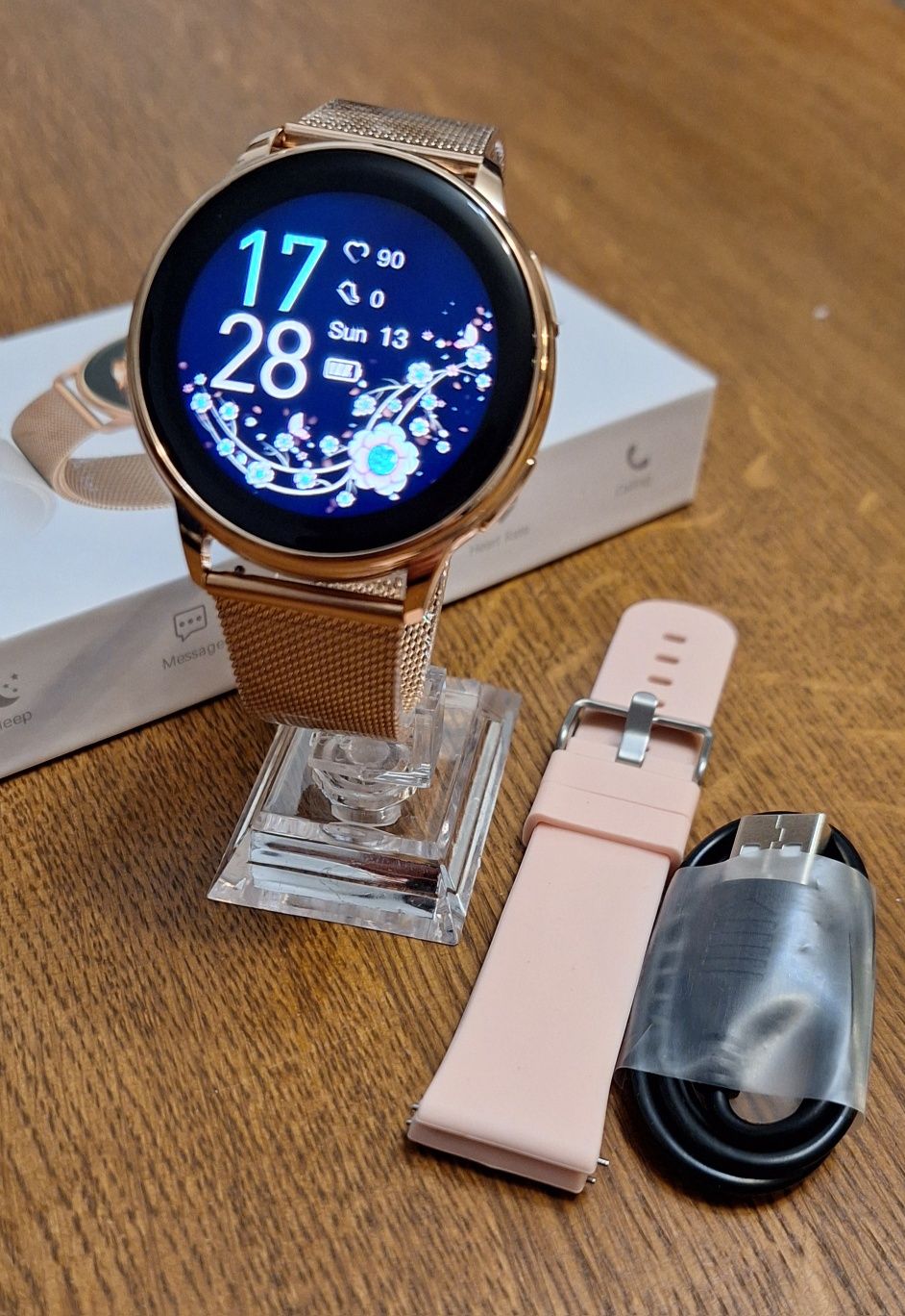 Smartwatch damski zegarek inteligenty PL menu, puls, tętno, whatsapp