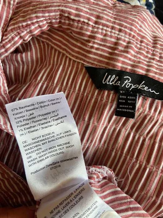 Ulla popken koszula marszczona paski czerwone tekstura xxxl 42 44