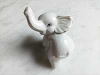 Porcelanowy biały słonik słoń mały