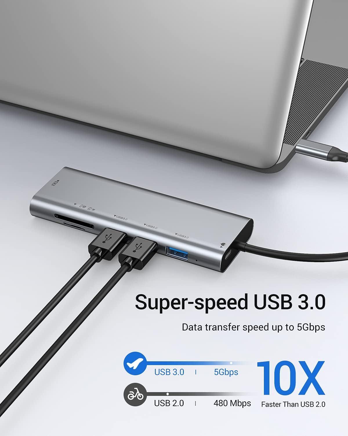 Koncentrator USB C, adapter HDMI USB C z 4K HDMI