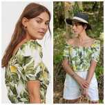H&M XS-S bawełniany top bluzka w cytryny