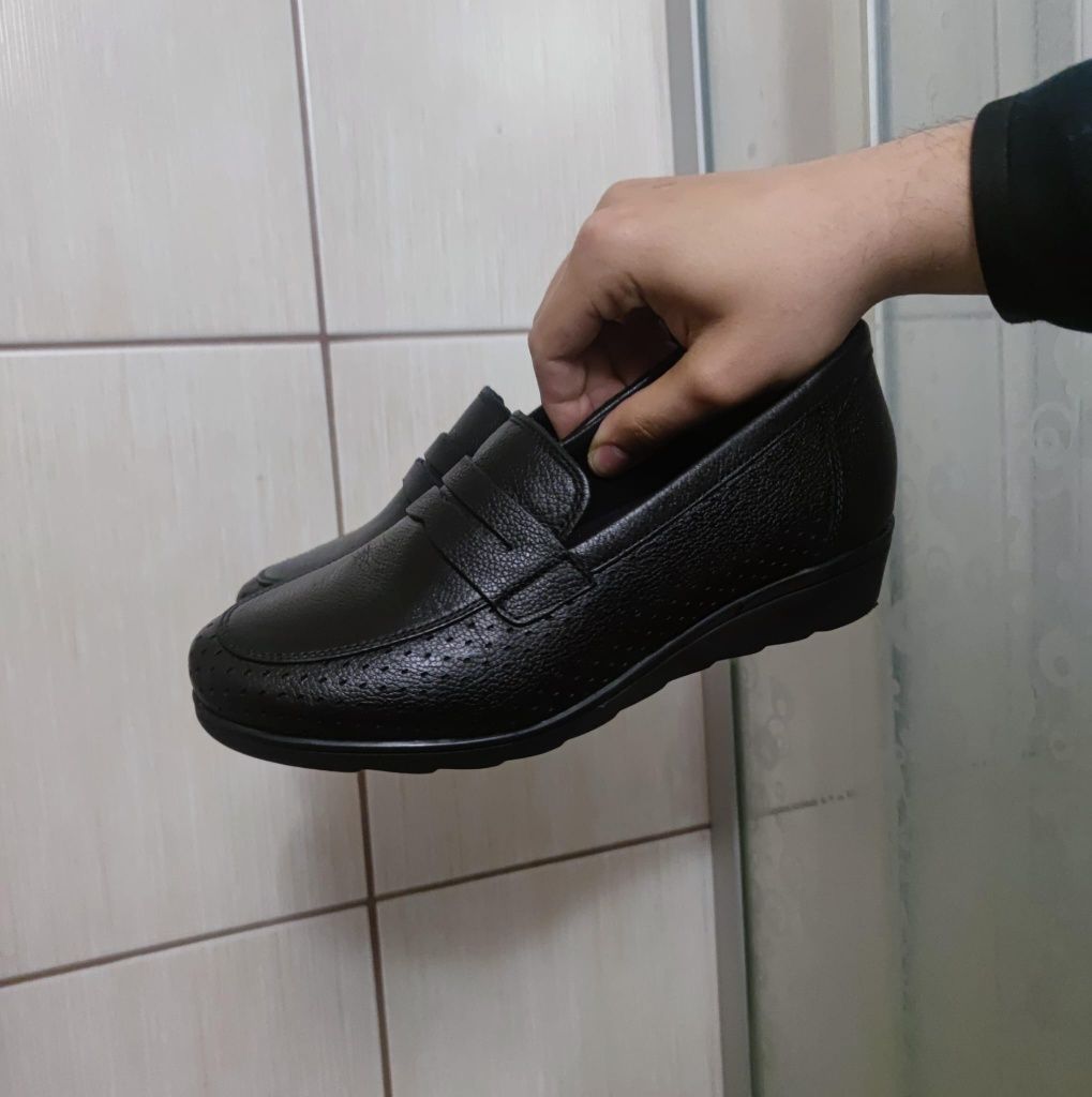 buty damskie 43 Medicus mokasyny półbuty czarne eleganckie ciemne czół