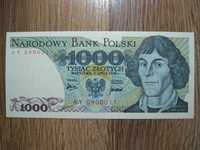 Banknot PRL 1000 złotych 1975 rok seria AY Kopernik ciekawy nr. UNC