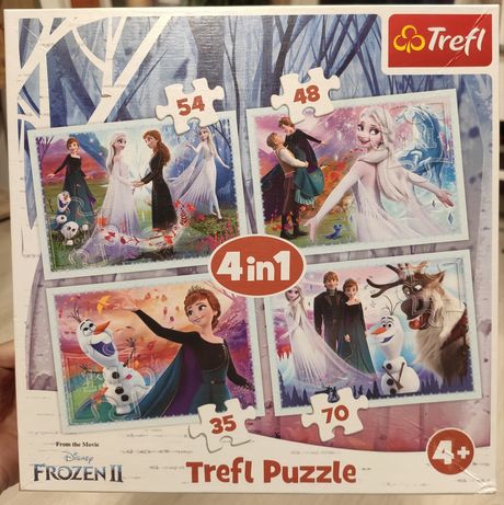 Puzzle Trefl 4+, Frozen, Kraina Lodu, W magicznym lesie, 4w1