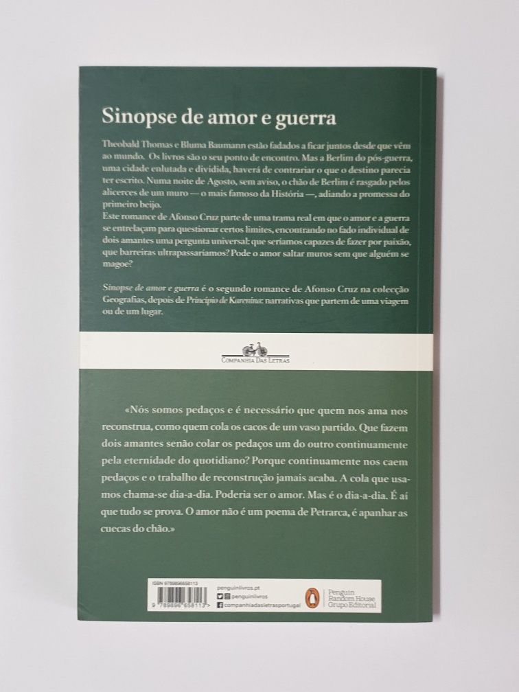 Sinopse de Amor e Guerra - Afonso Cruz - Companhia de Letras