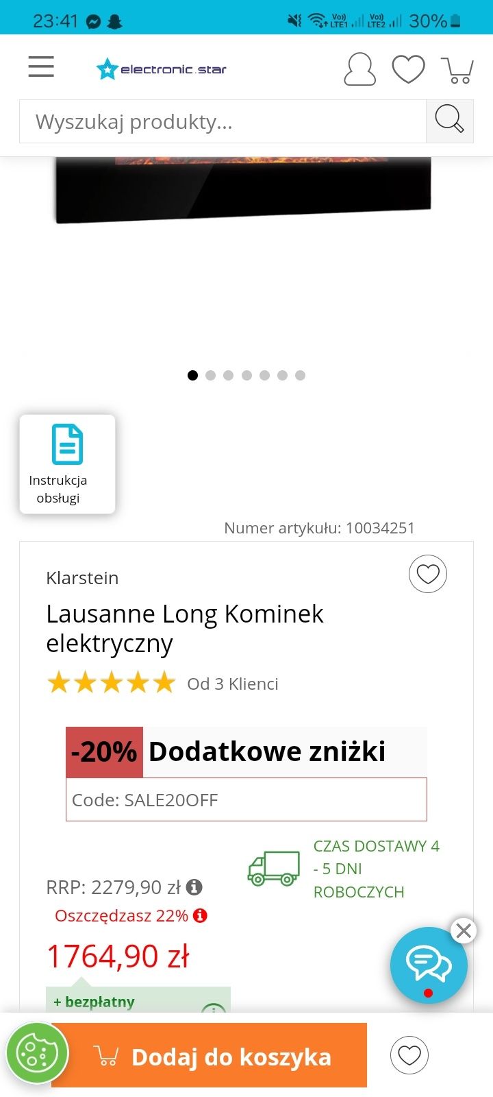 Kominek elektryczny Lausanne Long Klarstein