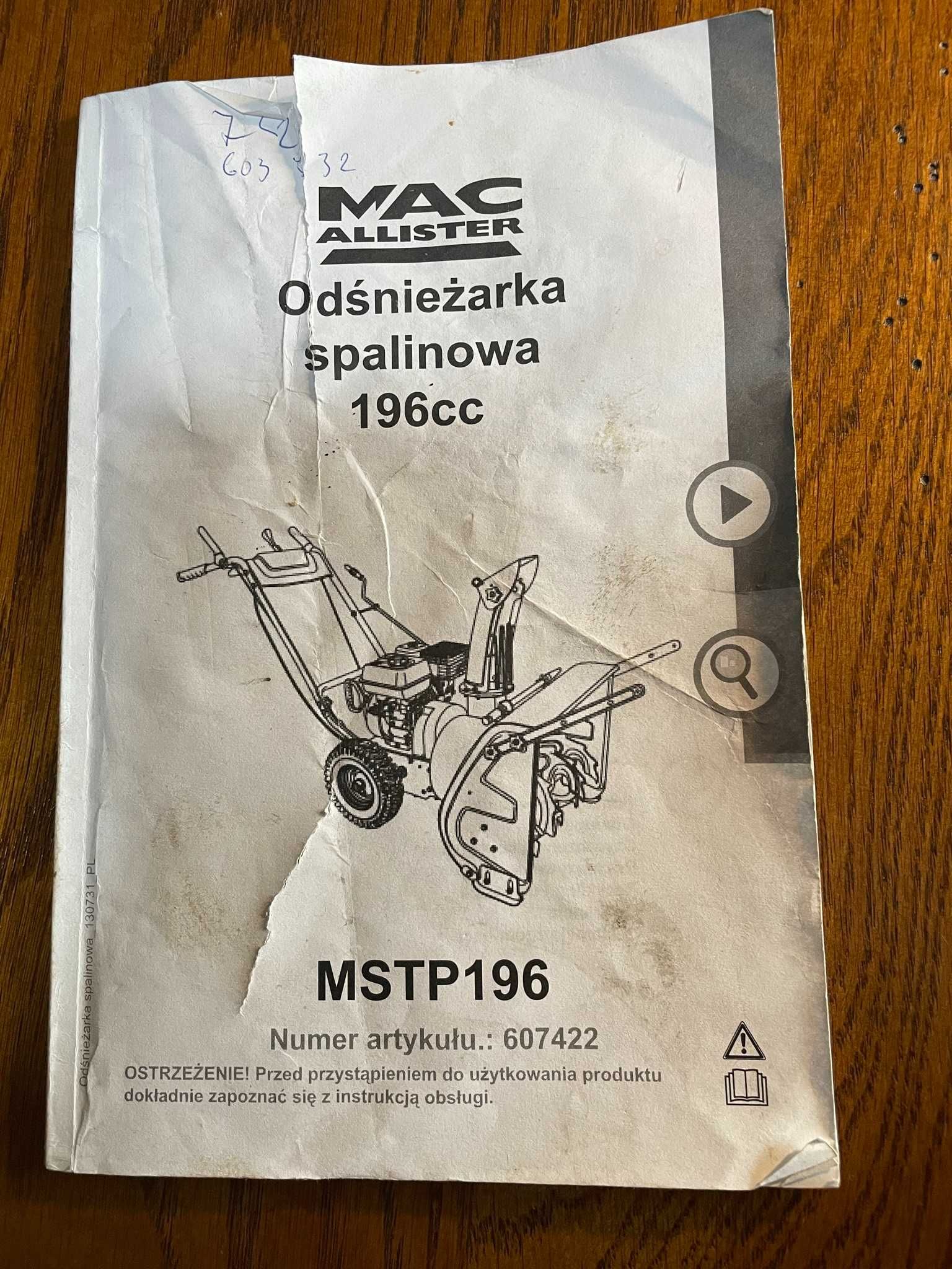 Odśnieżarka spalinowa MACAllister 196cc