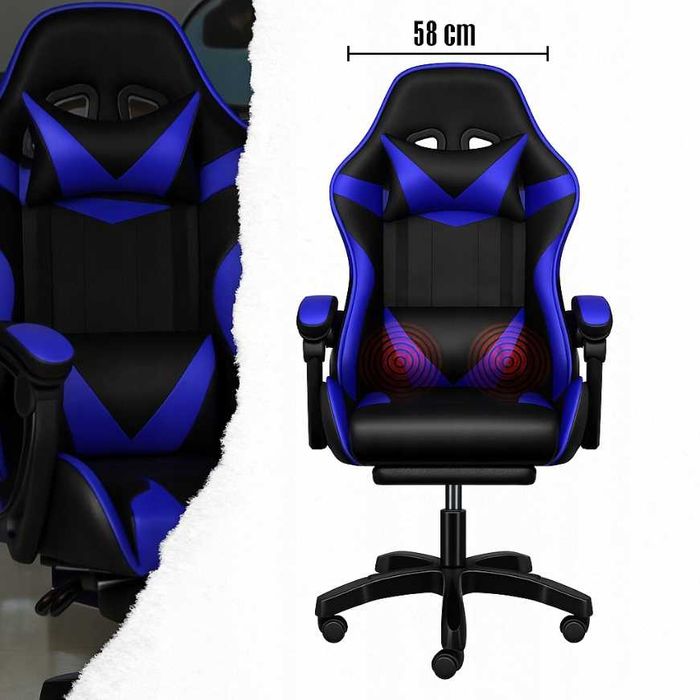 Nowy Fotel Gamingowy Biurowy Obrotowy Dla Gracza Krzesło Biurowe+Masaż