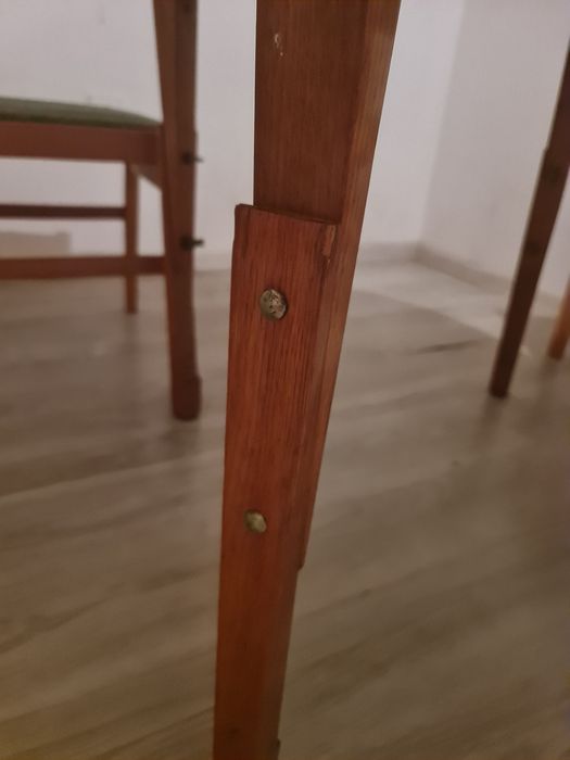 Okrągły ławostół rozkładany PRL