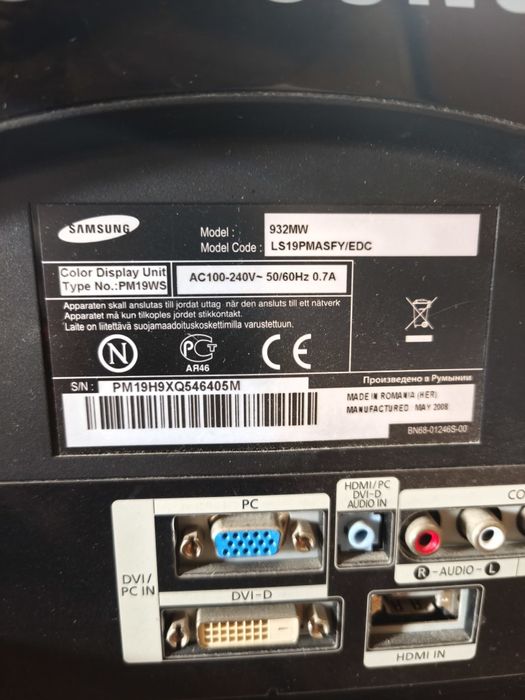 Samsung SyncMaster 932MW — монитор/мини-ТВ 19″, отличный внешний вид,