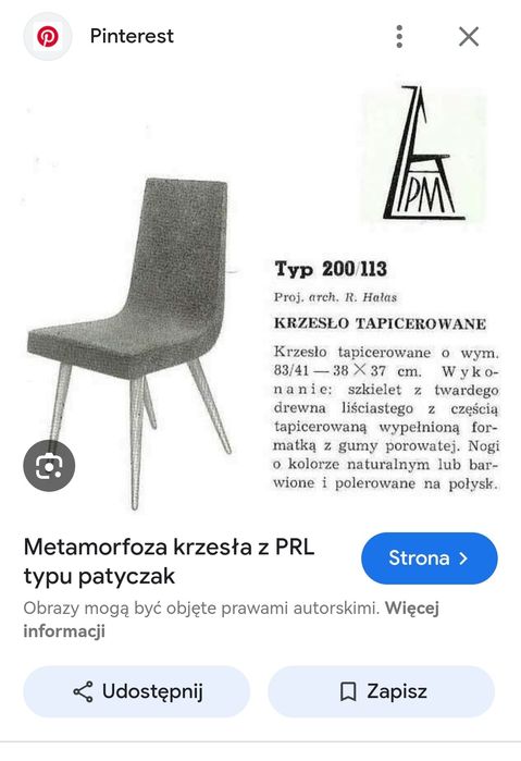 Krzesło R. Hałas Typ 200-113 prl, retro, vintage, retrto