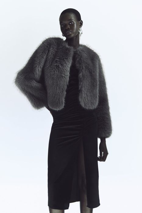 Шуба полушубок авиатор дубленка серая куртка курточка кожушок оверсайз