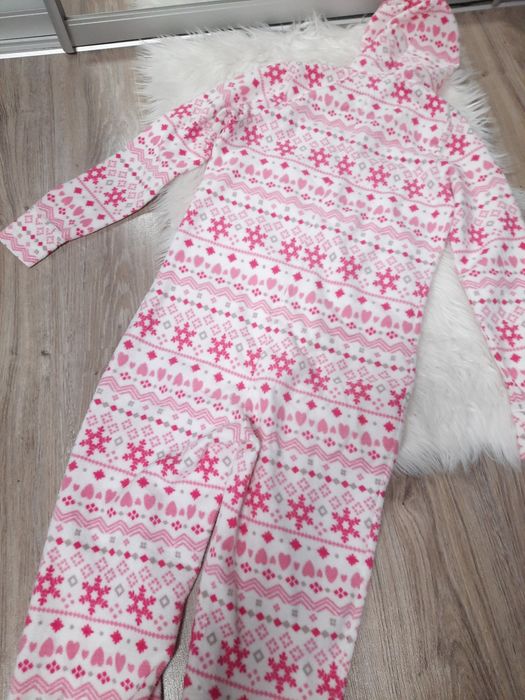 Флісовий теплий кігурумі з зимовим принтом для дівчаток