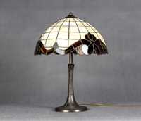 Mosiężna lampa gabinetowa / biurkowa z kloszem w stylu Tiffany