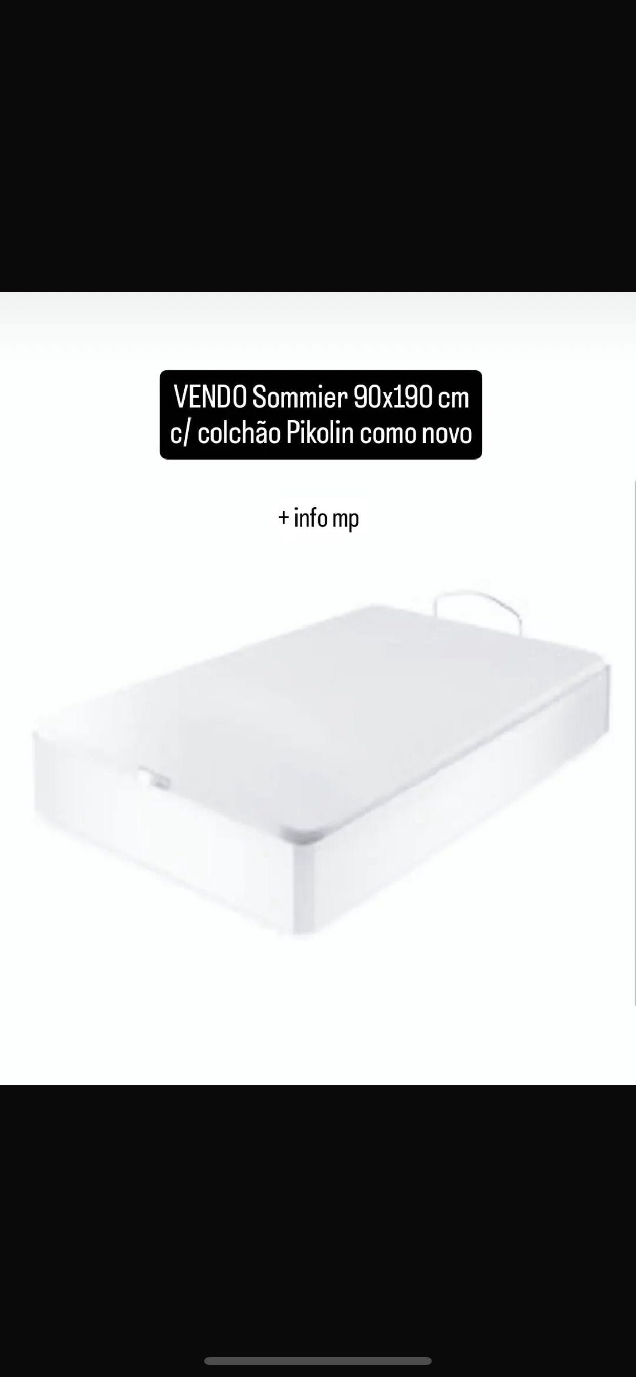 Sommier com colchão (24 cm de altura) Pikolin 90 x 190 cm como novo