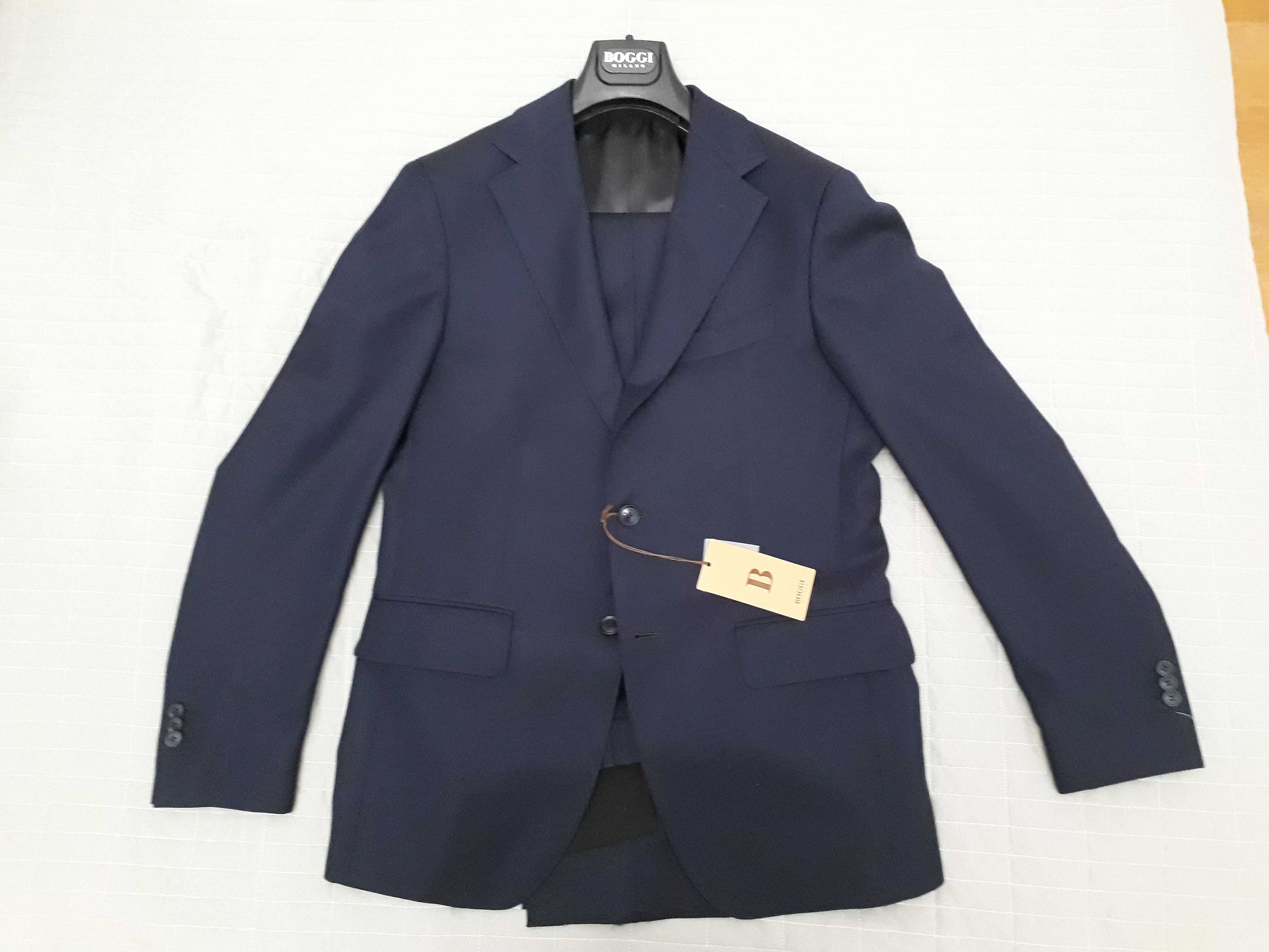 NOWY garnitur BOGGI 48 jak Suitsupply Vistula Bytom 100% wełna granat