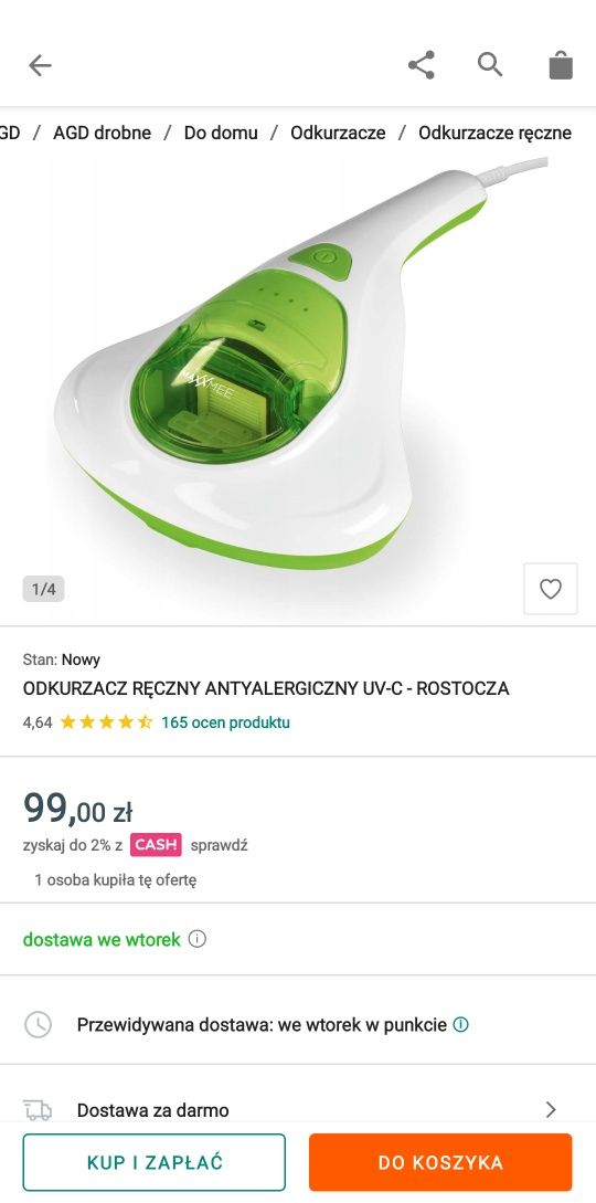 Odkurzacz ręczny elektryczny UV