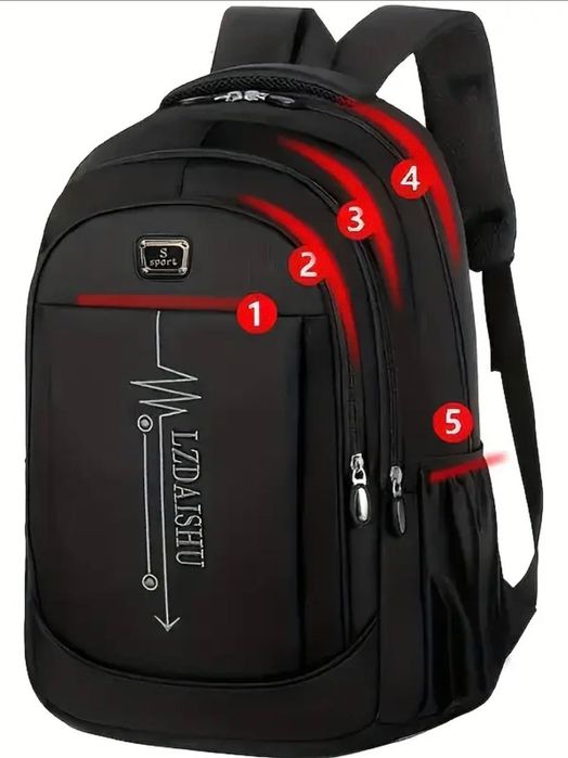 Plecak Podróżny Unisex – Czarny, Lekki, Wielokieszeniowy