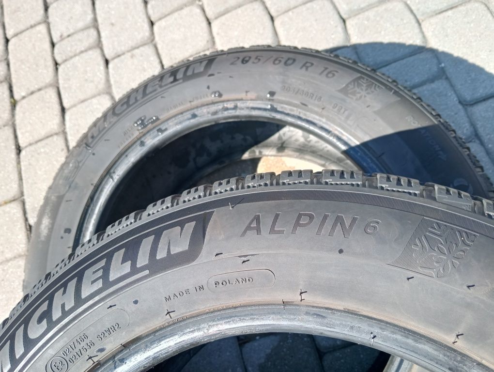 2 opony zimowe Michelin Alpin 6  205/60r16 stan bdb