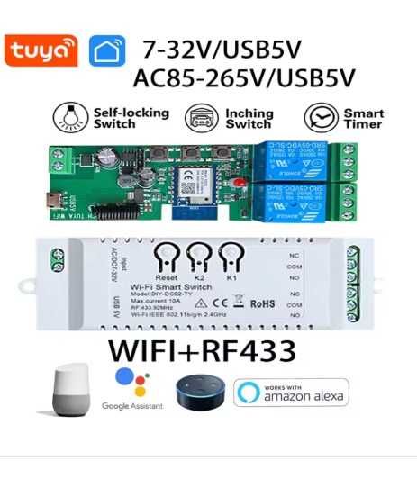 Moduł Automatyki Domowej ,Sterownik  ,WI-FI , RF 433MHZ  2 kanały