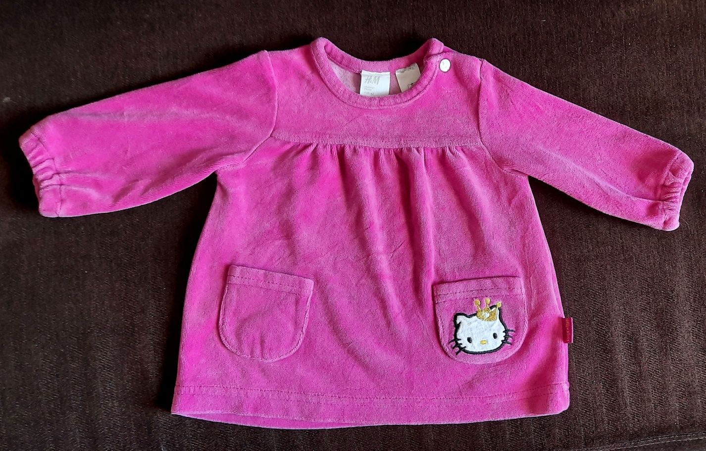 Bluza bluzeczka sukienka 62 H&M jak nowa Hello Kitty welurowa welur