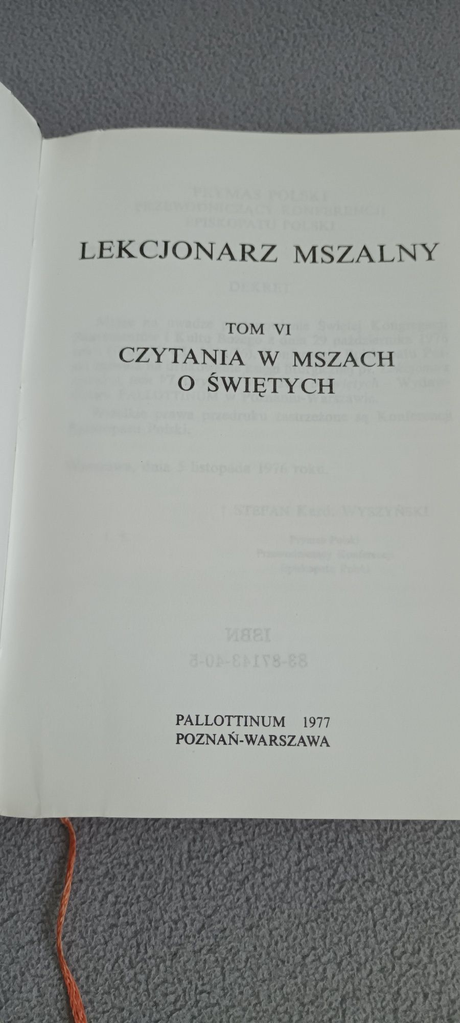 Czytania biblijne / Lekcjonarz Mszalny / tom VI / czytania w Mszach