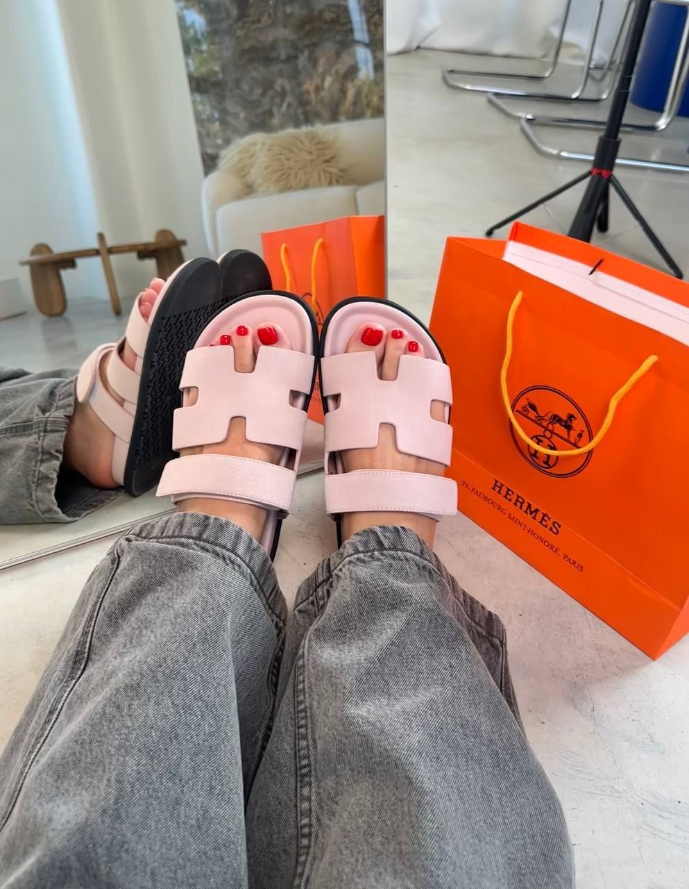 р36-40 Шльопанці Hermes Chyrpe Pink