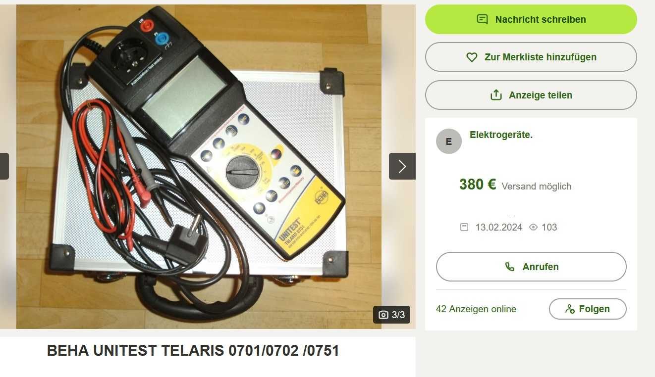 Urządzenie Pomiarowe BEHA UNITEST TELARIS Miernik Tester JAK NOWY !