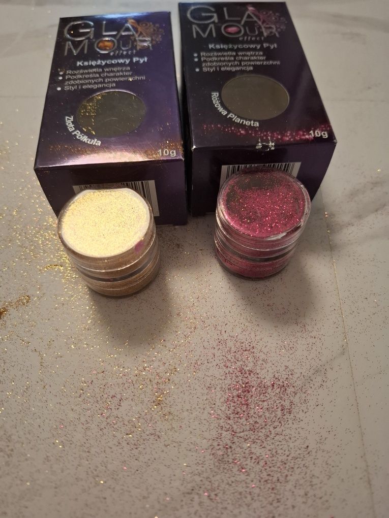 2 x Glamour Effect Księżycowy Pył pigmenty dekoracyjne złoty i różowy