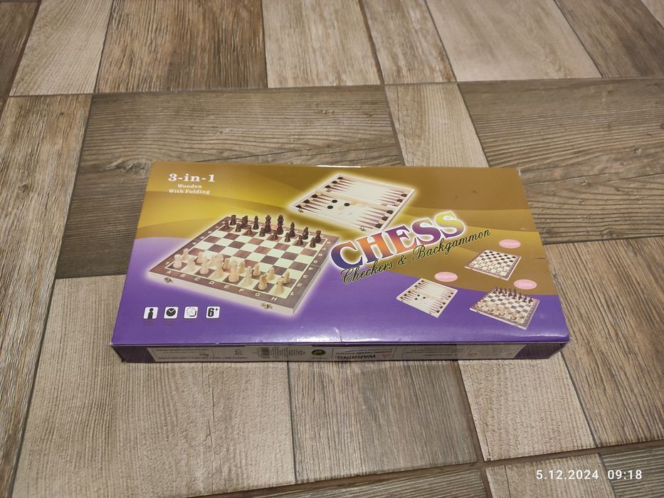Nowy zestaw drewniane szachy warcaby 3w1