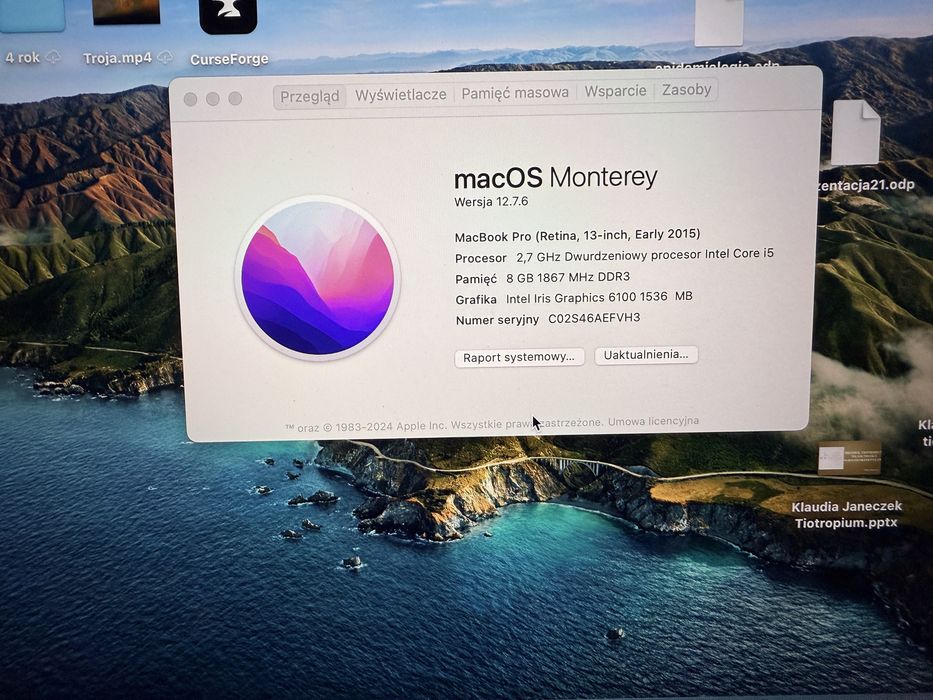 MacBook pro A1502/ 8GB/128GB/ nowa bateria / 2015/2016r MacOS Monterey