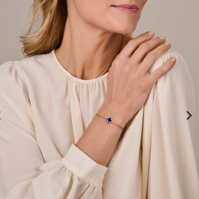 Bransoletka z koniczynką srebro 925 pozłacana z lazurytem