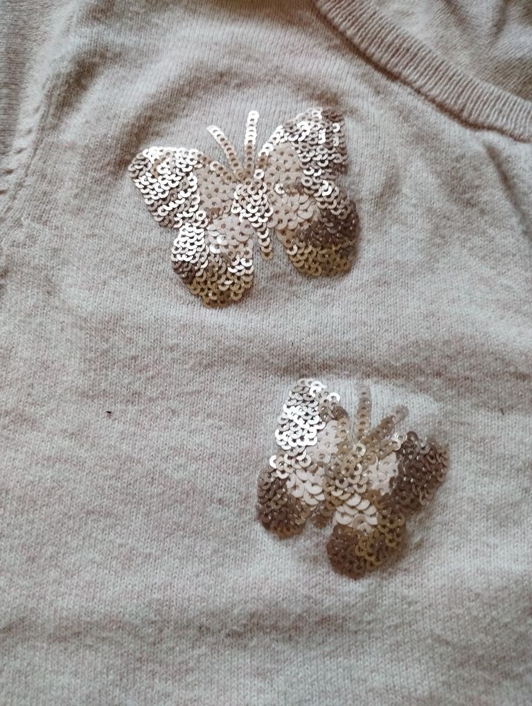 H&M 134/140 różowy sweterek rozpinany na guziki motyle