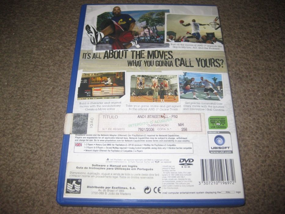 Jogo "AND 1 Streetball" para PS2/Completo!