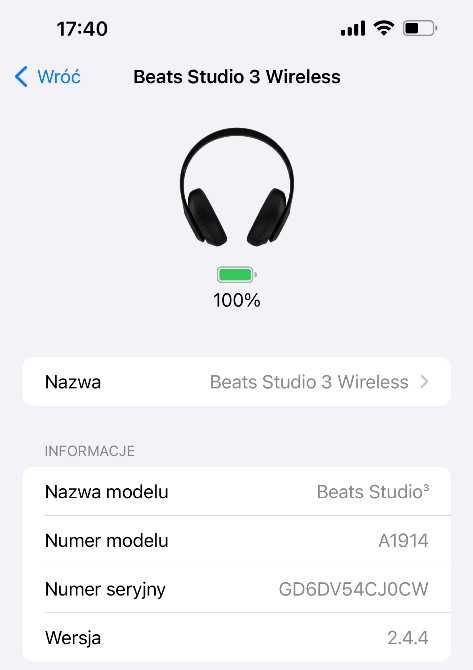 Słuchawki Bezprzewodowe Beats Studio 3 Wireless Czarne Black Matte