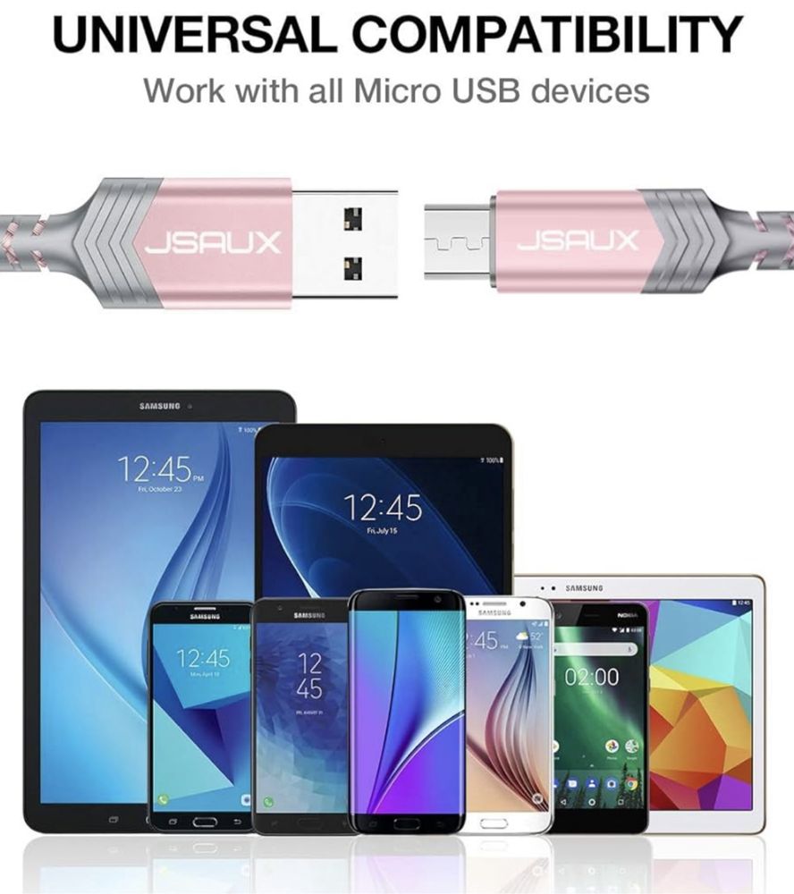 JSAUX Kabel micro USB, 2 sztuki, 2m