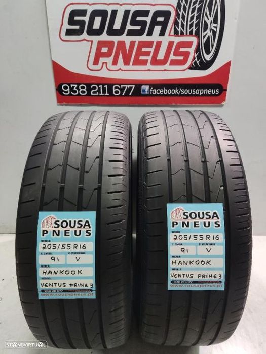 2 pneus semi novos 205-55r16 hankook - oferta dos portes