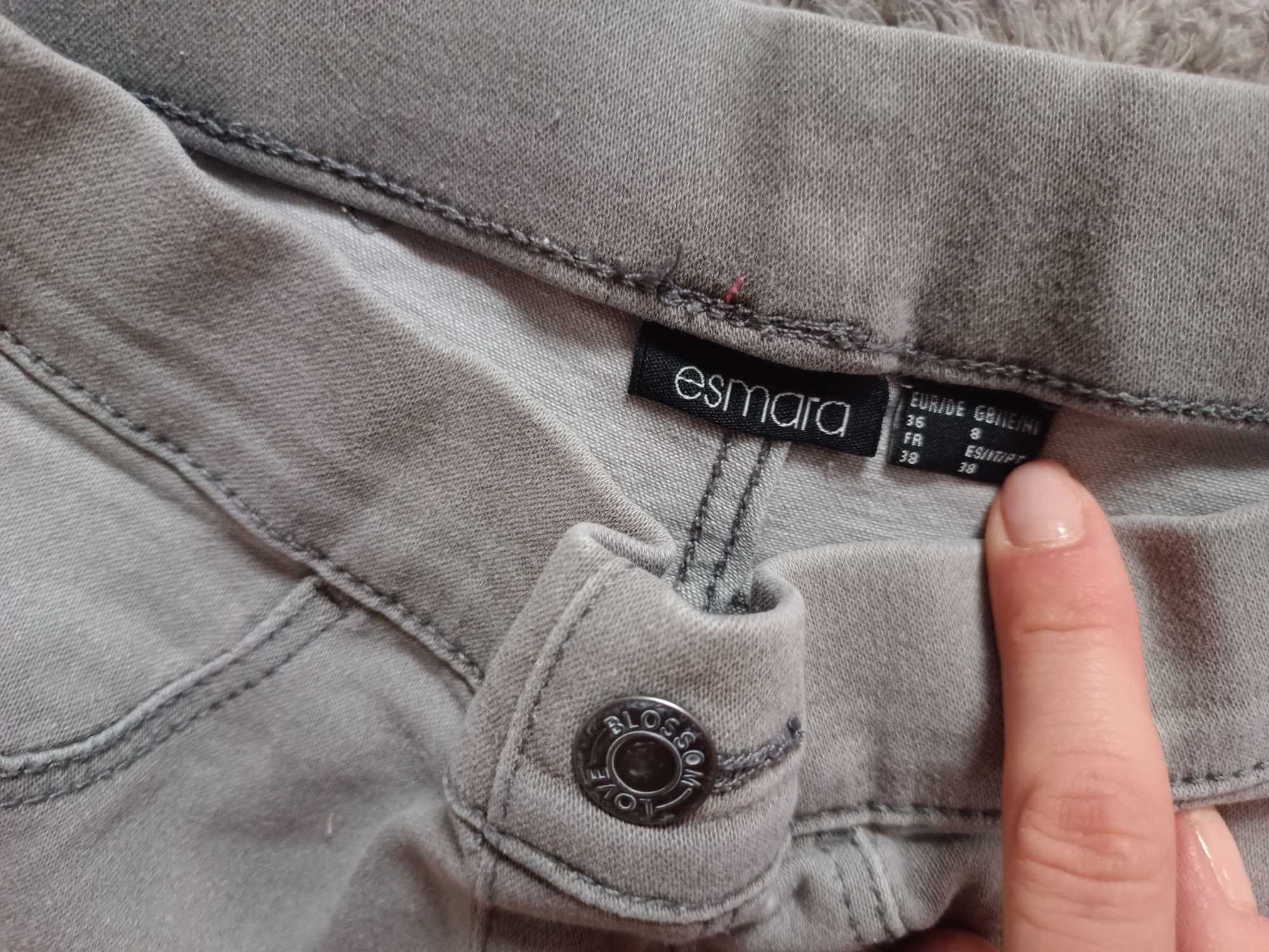 Jegginsy szare Esmara 36,s miękki jeans, dopasowują się do figury