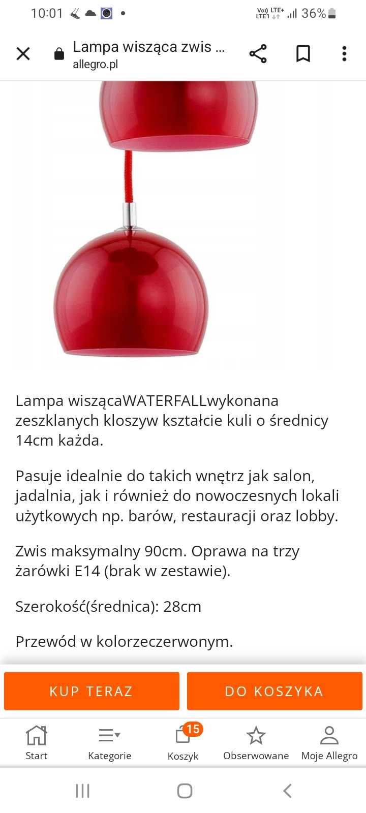 Żyrandol Lampa wisząca WATERFALL